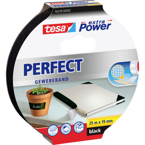 tesa PERFECT 56339-00002-01 Gewebeklebeband tesa® extra Power Schwarz (L x B) 25 m x 19 mm 1 St.