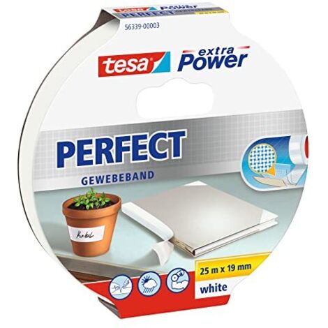 tesa PERFECT 56339-00003-01 Nastro in tessuto tesa® extra Power Bianco (L x L) 25 m x 19 mm 1 pz.