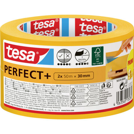 tesa Perfect+ 56539-00000-00 Malerabdeckband  Gelb (L x B) 100 m x 30 mm 2 St.