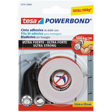 Tesa Powerbond nastro biadesivo bianco mt 1,5x19 mm tenuta forte