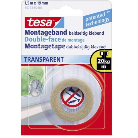 tesa Powerbond Trasparente nastro adesivo biadesivo 19 mm