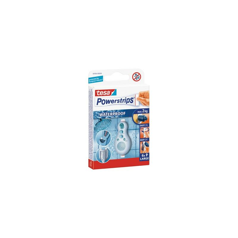 

Powerstrips 6 lengüetas LARGE Waterproof hasta 2 kg - Tesa