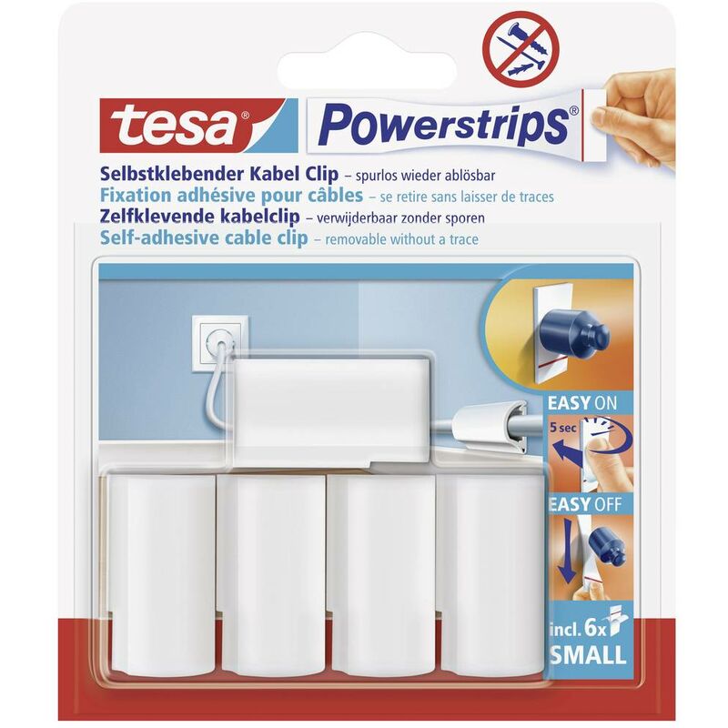 Image of Tesa - powerstrips® Clip per cavi Bianco Contenuto: 5 pz.