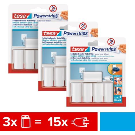 tesa Powerstrips Crochets pour Câbles (8mm) - Lot de 3 sans percer