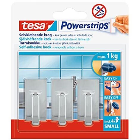 tesa POWERSTRIPS® Ganci adesivi Small Classic Cromo Contenuto: 3 pz.