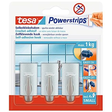 tesa POWERSTRIPS® Ganci adesivi Small Trend Cromo (opaco) Contenuto: 3 pz.