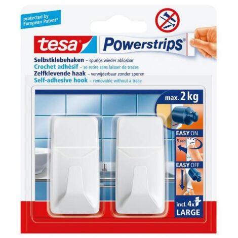 tesa Powerstrips Hooks L rectangular white