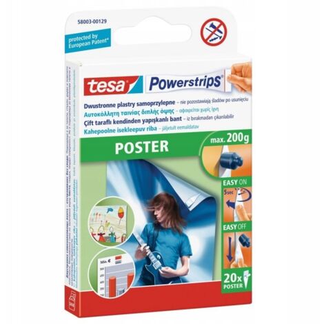 TESA POWERSTRIPS Strisce di montaggio autoadesive per quadri e poster 0,2 kg