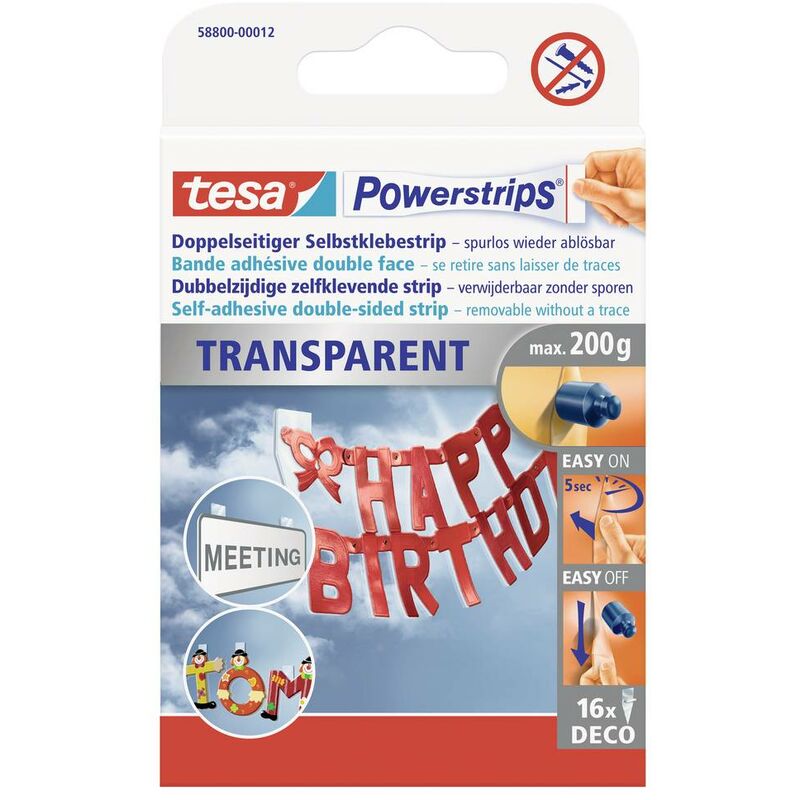 Tesa - Powerstrips® Transparent deco 58800-00012-20 transparent 16 pc(s)