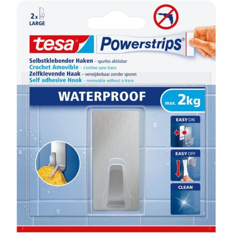 tesa Powerstrips Waterproof Hooks L metal rectangular