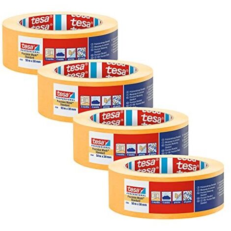 Tesa Precision 4344 - Nastro adesivo professionale per mascheratura con retro in carta sottile, per mascheratura e copertura precisi, 50 m x 38 mm, colore: Arancione