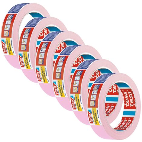tesa Precision Masking Tape 4333 per superfici sensibili interne, estremamente piatto Rosa chiaro, 50 m x 25 mm ciascuno, confezione da 6