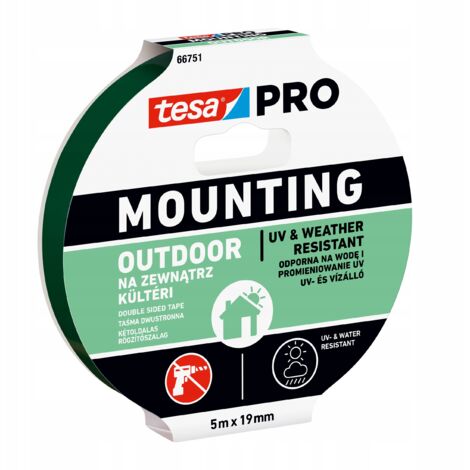 tesa PRO Montageschaumband für den Außenbereich, 5 m x 19 mm