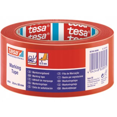 TESA PVC-Warnmarkierungsband, 33 m x 50 mm, Rot