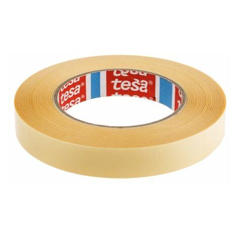 Tesa – Ruban adhésif double face blanc 19mm x 50m – Force d'adhérence 15 N/cm – Pour collage de films, tissus et plastiques