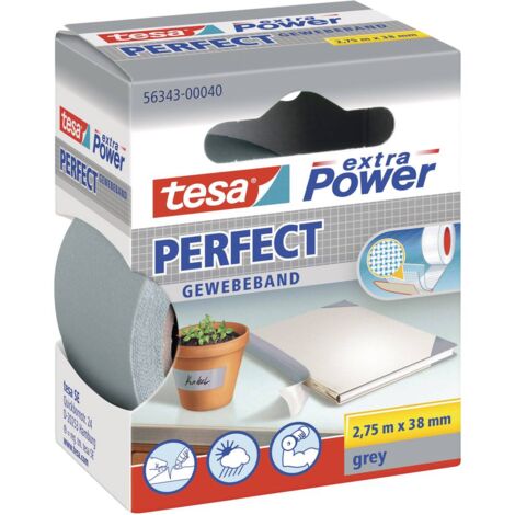 Tesa – Ruban adhésif toilé gris 38 mm x 2,75 m – Résistant à l'humidité, aux huiles et aux UV – Lot de 6 rouleaux pour réparations diverses