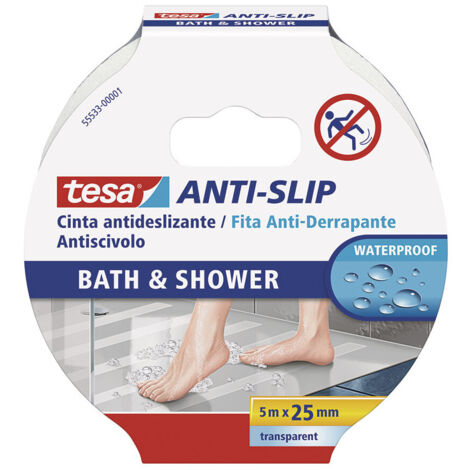 Tesa Ruban Antidérapant Bain Et Douche 5m X 25mm Transparente.