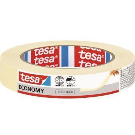 Tesa – Ruban de masquage beige 50 m x 19 mm – Caoutchouc naturel – Retrait sans traces jusqu'à 4 jours – Pour travaux de peinture intérieure - W81073