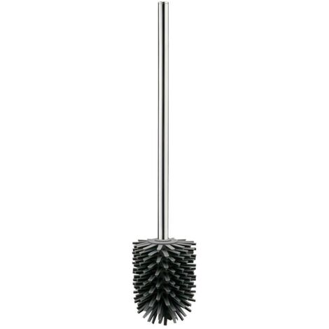 tesa Scopino per WC in Silicone, Scopino WC igienico di ricambio per tutti i modelli di portascopini tesa, Manico in metallo cromato, Grigio scuro, 37,4 x 7,1 x 7,4 cm