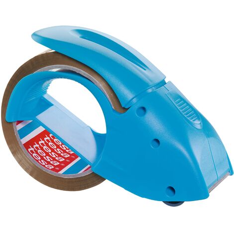 tesa Set aus Abroller und Klebeband | praktischer Handabroller Klebebandabroller | blau | inkl. Packband 50m x 50mm - Blau