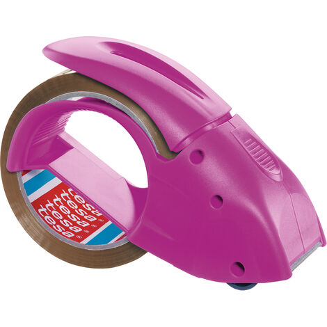 tesa® Set aus Abroller und Klebeband | praktischer Handabroller Klebebandabroller | pink | inkl. Packband 50m x 50mm - Pink