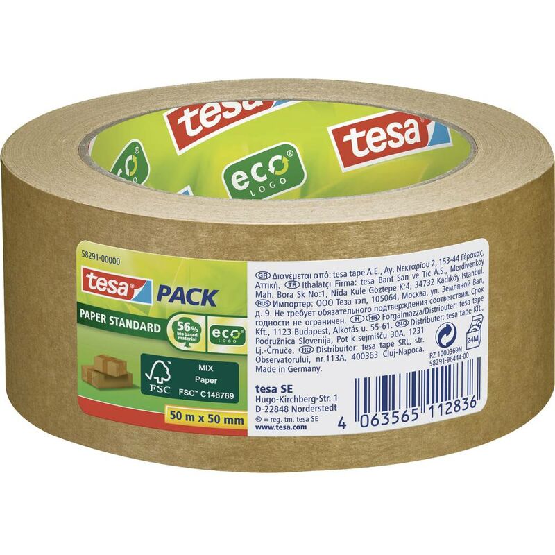 Image of tesa Packband tesapack® Paper Standard 58291-00000-00 Nastro da imballo Marrone (L x L) 50 m x 50 mm 1 pz.