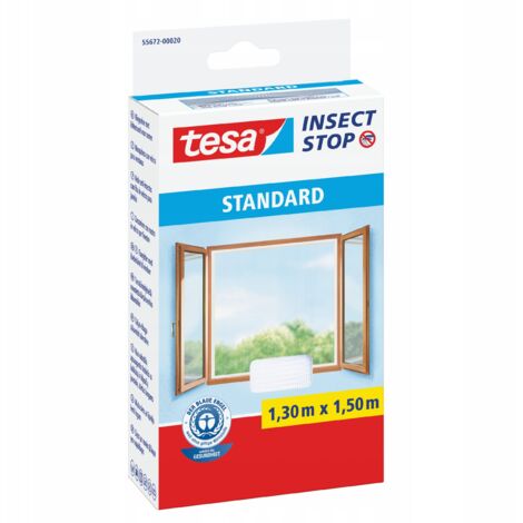 TESA STANDARD Mosquitera blanca para ventanas contra insectos 1,3 x 1,5 velcro