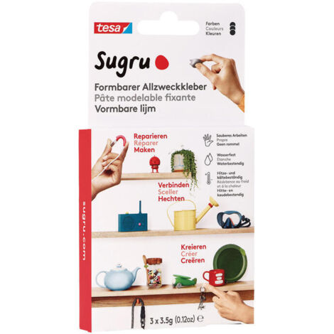 TESA SUGRU COLA FIJADORA MOLDEABLE DE ALTA ADH SION PARA TODOS LOS USOS, PAQUETE DE 3 (3 X 3,5 G) EN NEGRO 41235-00001-00