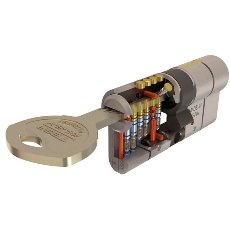 Tesa Assa Abloy - Cylindre de sécurité Tesa T70 30x30 came courte plaquée laiton