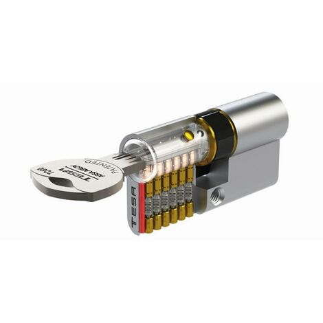TESA TD60 Cilindro de Seguridad con Llave Reversible - Niquelado - 30 x 40 - Variado - 3 Llaves - TD633040N