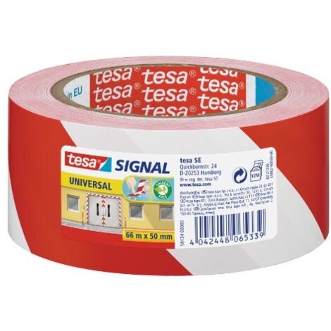 Tesa TE58134-00000-00 Nastro Adesivo da Segnalazione, Bianco/Rosso