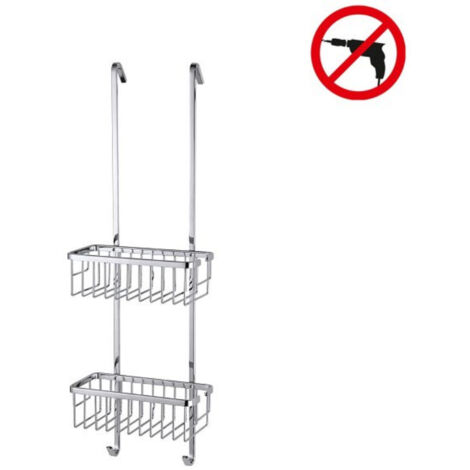 Tesa  Tesa Aluxx Scaffale con 2 cestini sospesi 75x25x16,3cm, Alluminio, Cromo, facile installazione senza foratura (40204-00000-00)