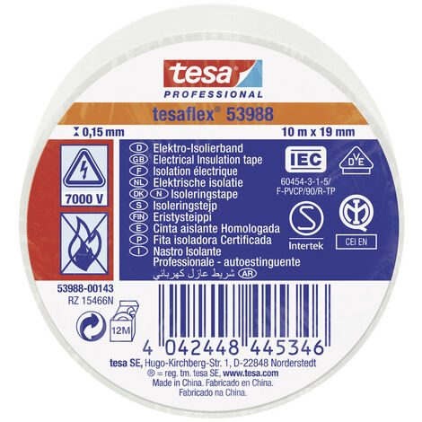 tesa tesaflex IEC 53988-00143-00 Isolierband  Weiß (L x B) 10 m x 19 mm 1 St.