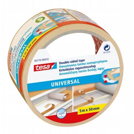tesa Universal-Doppelklebeband für Unterteppiche, 5 m, 50 mm