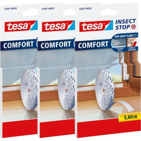 TESA Velcro autoadesivo per il montaggio di zanzariere su finestre 5,6 m bianco x3