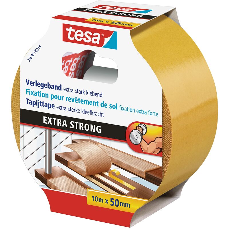 Image of Tesa - 05686-00018 Flooring Tape Extra Strong Hold, 10m x 50mm