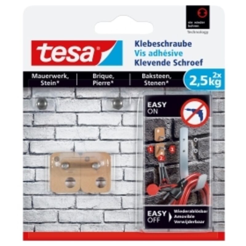 Tesa tesa vis adh&eacute;sive pour brique, rectangulaire, 2,5 kg noir