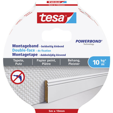 tesa WALLPAPER 77743-00000-00 Montageband tesa® Powerbond Weiß (L x B) 5 m x 19 mm 1 St.