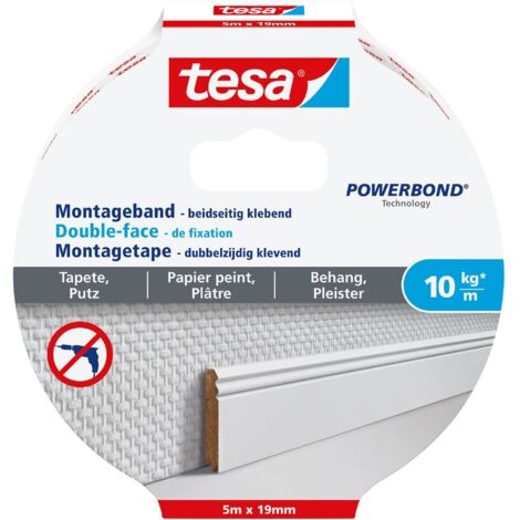 tesa WALLPAPER 77743-00000-00 Nastro per fissaggio tesa® Powerbond Bianco (L x L) 5 m x 19 mm 1 pz.