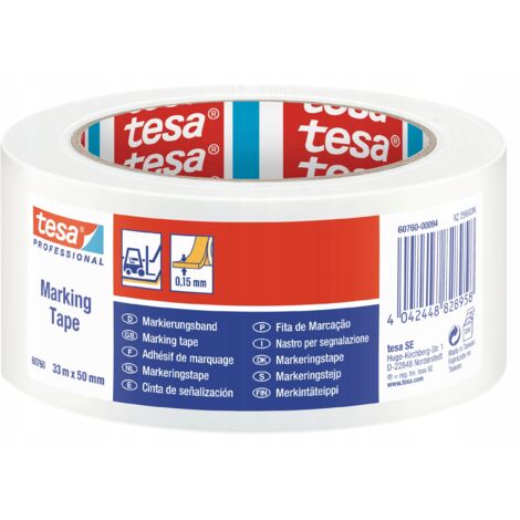 Tesa Warnband Weiß 33m x 50mm