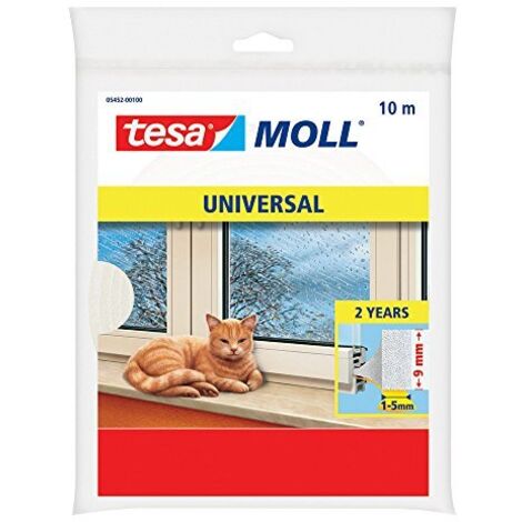 tesamoll Standard I-Profil, Guarnizione Adesiva in Schiuma per l'Isolamento Termico di Finestre e Porte, Bianco, 10 m x 9 mm x 4 mm