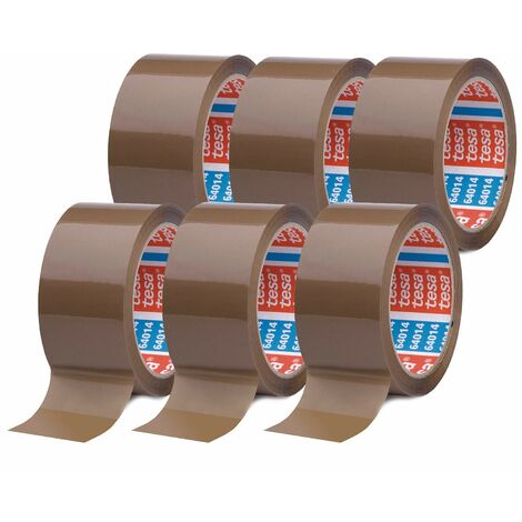 tesapack 64014 PP Nastro Adesivo Marrone - Resistente all'invecchiamento e allo strappo - Silenzioso e fortemente adesivo - Confezione da 6 Rotoli - 66 m x 50 mm