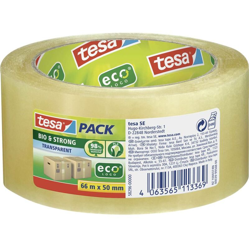 Image of Tesa - Packband pack® Bio & Strong 58296-00000-00 Nastro da imballo Trasparente (l x l) 66 m x 50 mm 1 pz.
