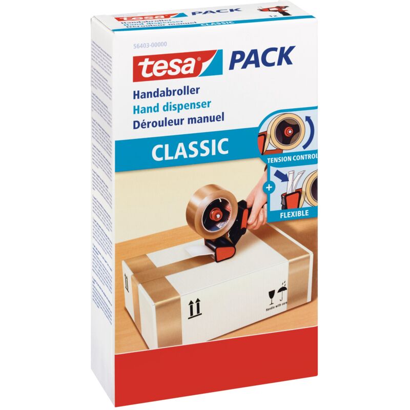 tesa 56403 Dispenser Manuale CLASSIC - Dispenser Manuale per Nastri per l'Imballaggio fino a 50 mm di Larghezza