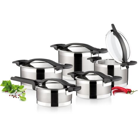 Tescoma 780610 Ultima Batteria, 10 Pezzi, Acciaio, 5.5 l, Grigio/Nero
