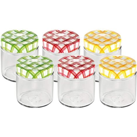 Tescoma 895110 Della Casa Vasetto per Conserve, Vetro, Trasparente/Tappo Multicolore, 125 ml, 6 Pezzi
