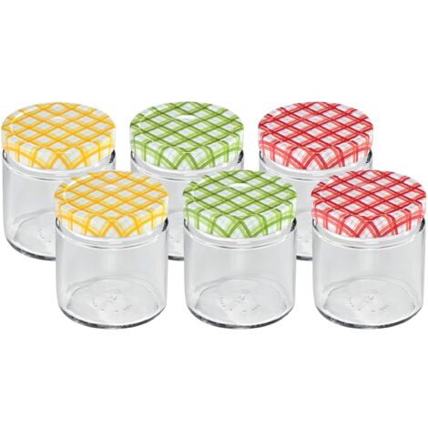 Tescoma 895112 Della Casa Vasetto per Conserve, Vetro, Trasparente/Tappo Multicolore, 200 ml, 6 Pezzi