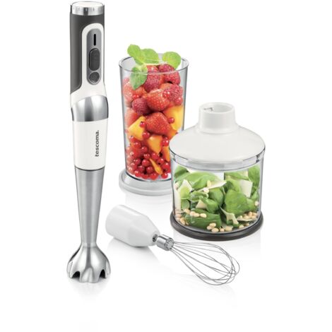 Tescoma 908640 Frullatore a immersione portatile cordless senza fili, 180 W, funzione pulse, tritatutto, frusta e bicchiere, GrandCHEF