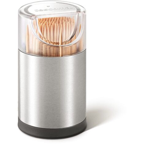Tescoma Dispenser Stuzzicadenti Inox 45x80 mm - Acciaio e Plastica Trasparente