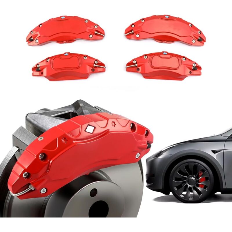 Tesla Model Y Brake Caliper Cover, Car Brake Caliper Cover, Aluminum Alloy Brake Caliper Protector, Wheel Size 19 Inch 20 Inch, Car Modified Brake